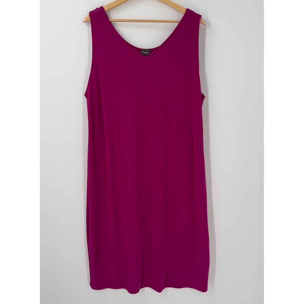 Chicos Travelers Convertible Dress Fleur Fuchsia Pink V-Neck Knit Midi 3 XL NEW